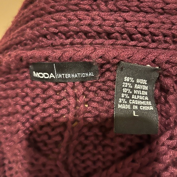 Moda International Wool cable knit crew neck sweater, size L - Picture 5 of 5